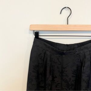 Adrianna Papell 100% Silk Black Floral Slit 90s Vintage Skirt Size 6